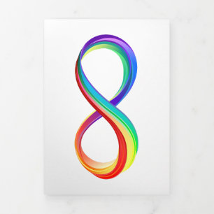 Faire-part Trois Volets Symbole d'infinité arc-en-ciel stratifié