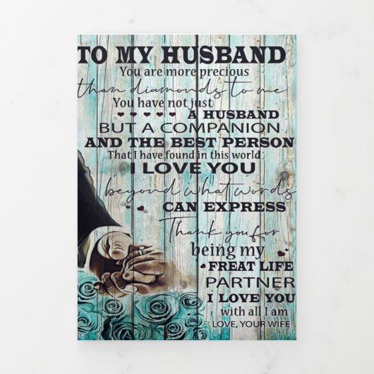 Faire-part Trois Volets To My Husband Letter | Lovely Gift For Husband (Page de couverture)