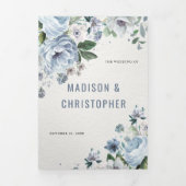 Faire-part Trois Volets Tons de gris bleu foncé hiver Mariage rustique (Page de couverture)