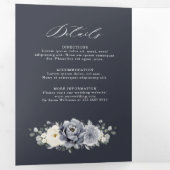 Faire-part Trois Volets Tri de mariage hivernal rustique floral gris argen (Intérieur en premier)