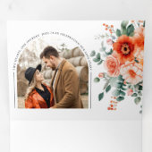 Faire-part Trois Volets Verona Sunset Bright Orange Moderne Mariage Floral (Intérieur en premier)