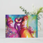 Faire-part TROISIÈME BAL masqué ,or rouge jaune bleu (Debout devant)