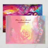 Faire-part TROISIÈME BAL masqué ,or rouge jaune bleu (Devant / Derrière)