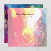 Faire-part TROISIÈME BAL masqué ,or rouge jaune bleu (Devant / Derrière)