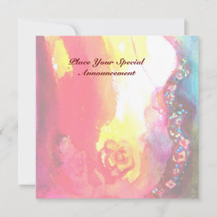 Faire-part TROISIÈME BAL masqué ,or rouge jaune bleu