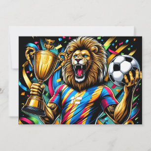 Faire-part Trophée de football de champion de soccer Lion Vic