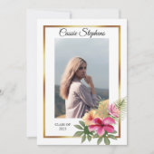 Faire-part Tropical 4 Photo Collage Gold Frame Graduation (Devant)