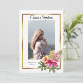 Faire-part Tropical 4 Photo Collage Gold Frame Graduation (Debout devant)