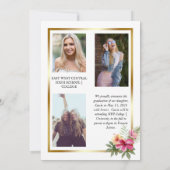Faire-part Tropical 4 Photo Collage Gold Frame Graduation (Dos)