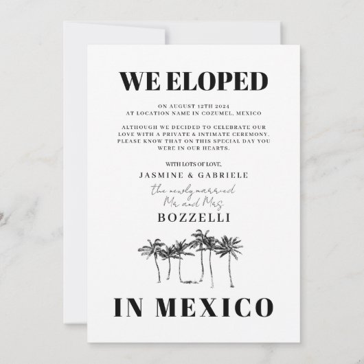 Faire-part Tropical Beach Elopement (Dos)