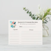 Faire-part Tropical Floral Summer Recipe Card Coastal (Debout devant)