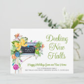 Faire-part Tropical Watercolor Festive Holiday boîte aux lett (Debout devant)