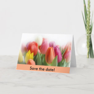 Faire-part Tulipes multicolores Sauvegarder la date !