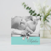 Faire-part Turquoise Blue Girls Photo Annonces de naissance (Debout devant)