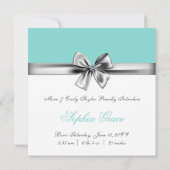 Faire-part Turquoise Blue Girls Photo Annonces de naissance (Dos)