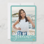 Faire-part Turquoise Blue Graduation Photo Open House Invitat (Devant)