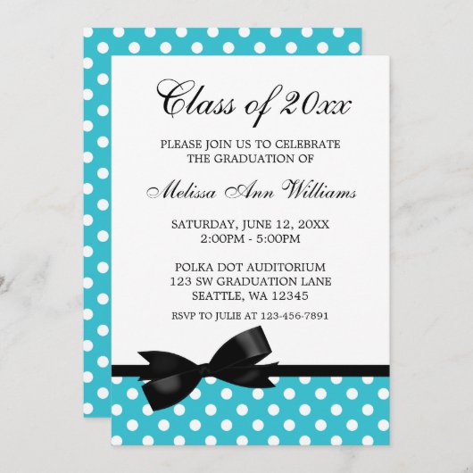 Faire-part turquoise d'obtention du diplôme d'arc (Devant / Derrière)