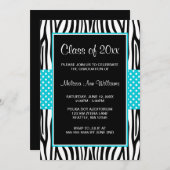 Faire-part turquoise d'obtention du diplôme de (Devant / Derrière)