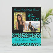 Faire-part turquoise d'obtention du diplôme de (Debout devant)