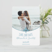 Faire-part Turquoise Fleur de Lis Photo Enregistrer La Date A (Debout devant)