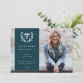 Faire-part Turquoise + White Laurel Wreath Médicale Degré pho (Debout devant)