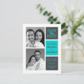 Faire-part TurquoiseGris minimaliste photo moderne Enregistre (Debout devant)