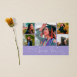 Faire-part Twinkle Stars Lilac Grad Multi Photo Thank You<br><div class="desc">Modern and whimsical graduation announcement photo card featuring 5 photos on the front and 1 on the back. The hand written script text says "Thank You" with twinkling stars. Add the graduate's name,  information,  and message to personalize this card. Lilac color.</div>