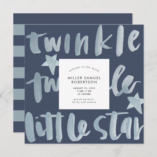 Faire-part Twinkle Twinkle Little Star Birth (Devant / Derrière)