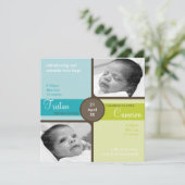 Faire-part TWINS BABY MERCI :: chéri 2SQ (Debout devant)