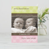 Faire-part TWINS BABY MERCI :: harmonie 2P (Debout devant)