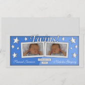 Faire-part Twins ~ Boys Annonces de naissance (Devant / Derrière)