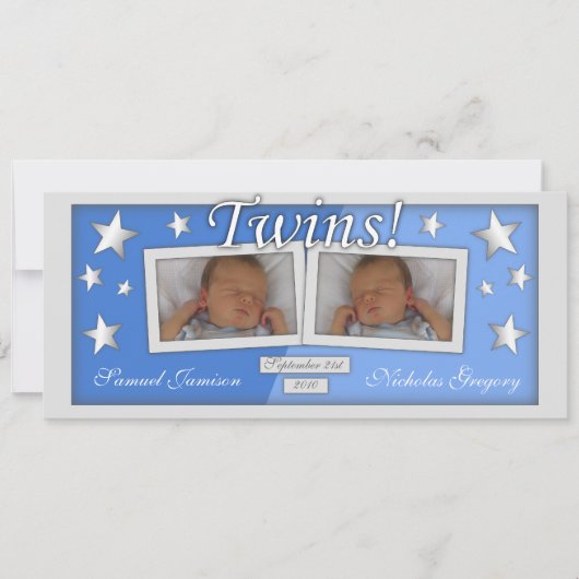 Faire-part Twins ~ Boys Annonces de naissance (Devant)