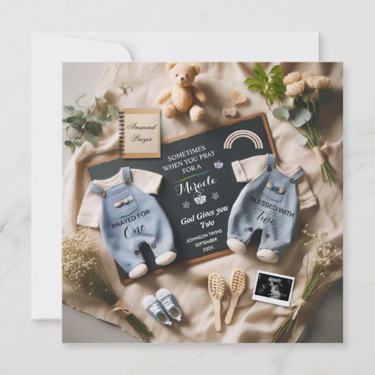 Faire-part Twins Grossesse Faire-part, baby surprise (Devant)