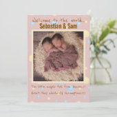 Faire-part Twins New Arrival (Debout devant)