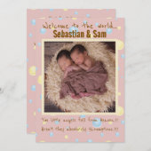 Faire-part Twins New Arrival (Devant / Derrière)