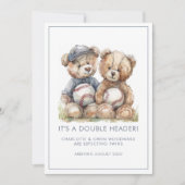 Faire-part Twins Watercolor Teddy Bears Pregnancy (Devant)