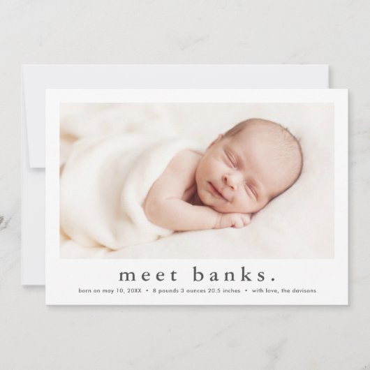 Faire-part Type simple Photo bébé moderne naissance (Devant)