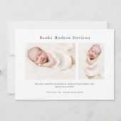 Faire-part Type simple Photo bébé moderne naissance (Dos)