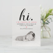 Faire-part Typographe moderne "Salut". Photo Birth Announceme (Debout devant)