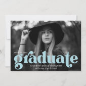 Faire-part Typographie audacieuse Sky Blue Photo Graduation (Devant)