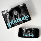 Faire-part Typographie audacieuse Sky Blue Photo Graduation