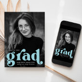 Faire-part Typographie audacieuse Sky Blue Photo Graduation