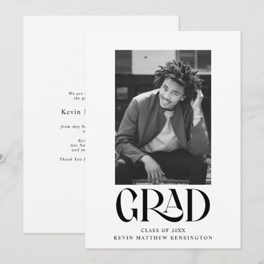 Faire-part Typographie classique moderne Diplôme photo (Devant / Derrière)