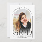 Faire-part Typographie d'arc moderne simple Grad photo (Devant)