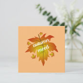 Faire-part Typographie de l'humeur d'automne feuille d'érable (Debout devant)