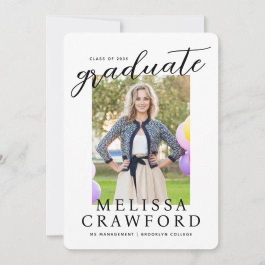 Faire-part Typographie de script moderne Diplômé Diplôme de p (Devant)