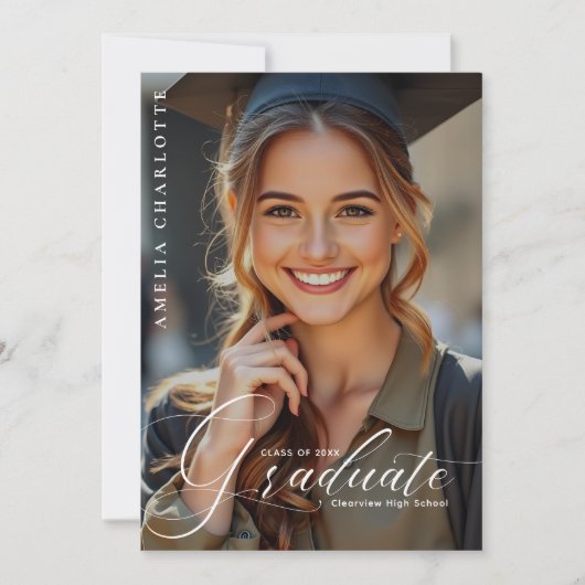 Faire-part Typographie de script moderne photo superposition (Devant)