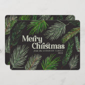 Faire-part Typographie des branches de pins Noël moderne (Devant / Derrière)