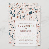 Faire-part Typographie du terrazzo naturel moderne mariage an (Devant / Derrière)