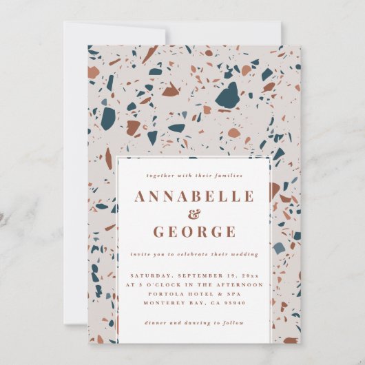 Faire-part Typographie du terrazzo naturel moderne mariage an (Devant)